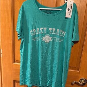 Crazy Train Teal Graphic T-Shirt